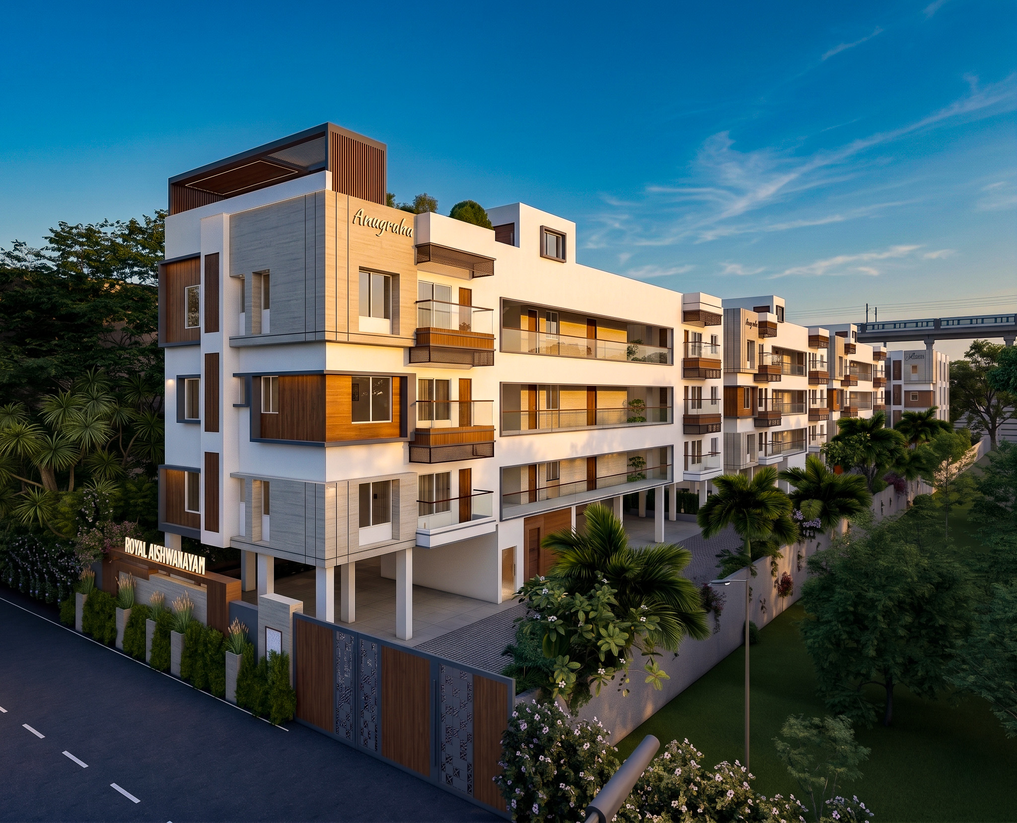 Royal Aishwaryam, aerial view of all four blocks in Valasaravakkam
